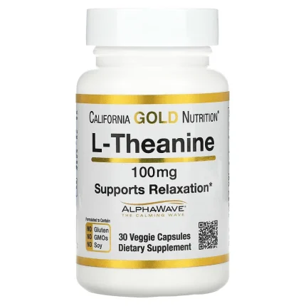 California Gold Nutrition L-Theanine,100 mg 30 Veggie Capsules