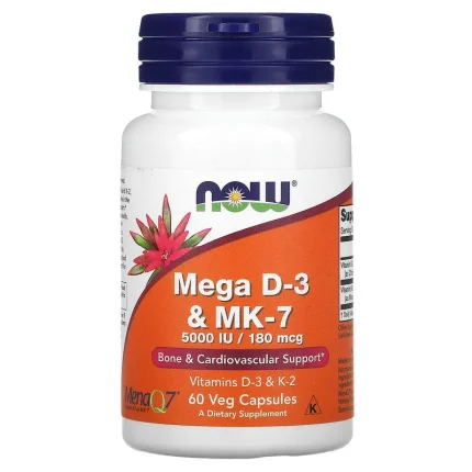 NOW Foods Mega D-3 & MK-7 180 mcg (5,000 IU) 60 Veg Capsules