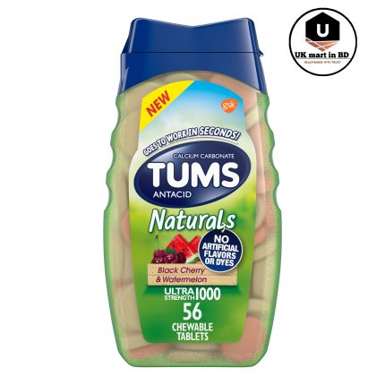 Tums Naturals Ultra Strength Chewable Antacid for Heartburn Relief 56 tablets