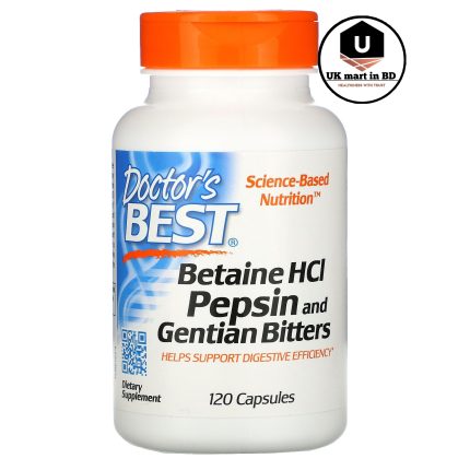 Doctor's Best Betaine HCL Pepsin & Gentian Bitters 120 Capsules