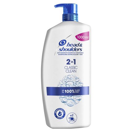 Head & Shoulders Anti-Dandruff Shampoo, 2in1 Classic Clean 1000ml Shampoo For Men & Women,