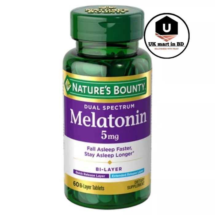 Nature's Bounty Melatonin Sleep Aid Bi-Layer Tablets, 5 Mg, 60 Ct - Image 1