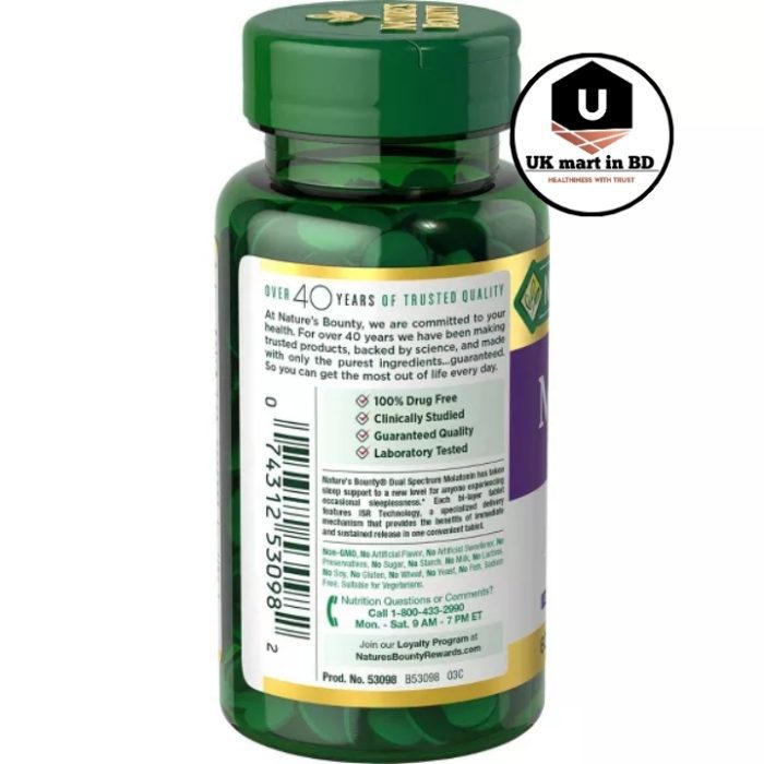 Nature's Bounty Melatonin Sleep Aid Bi-Layer Tablets, 5 Mg, 60 Ct - Image 3