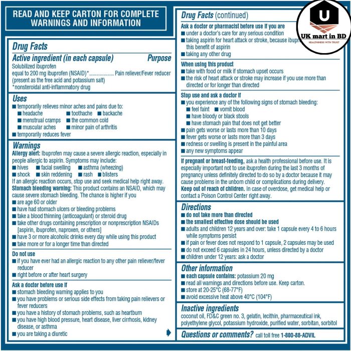 Advil Liqui-Gels Liquid-Filled Capsule 200mg Ibuprofen 120 Capsules - Image 2